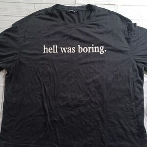 SHEIN Curve Black Hell Was Boring Graphic Tee Shirt 1XL Womens Short Sleeve